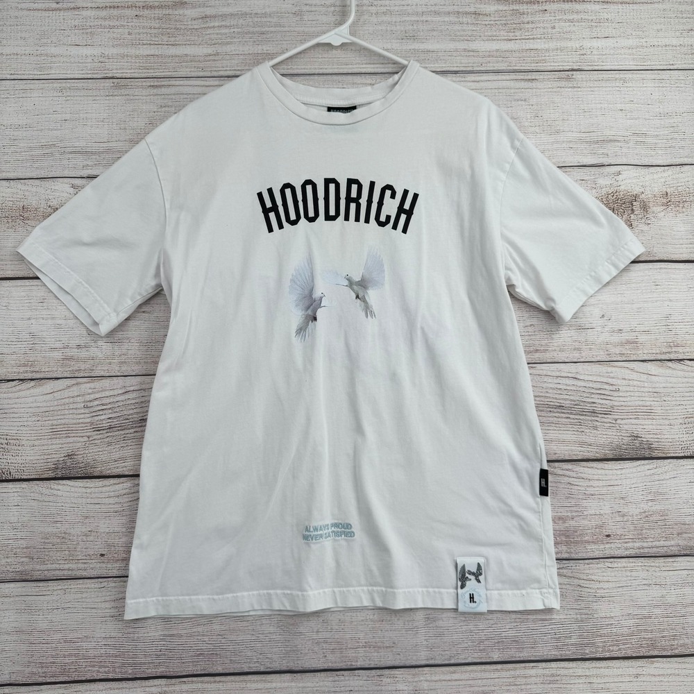 Hoodrich Graphic T-Shirt Mens Large White Dove From Nothing To Something Tee